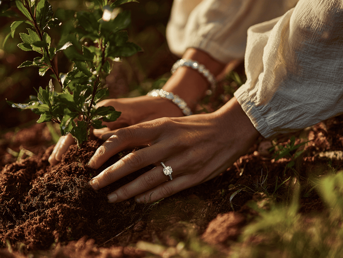 Tree planting with ANNXMEE jewelry representing one tree planted through Tree-Nation for every order