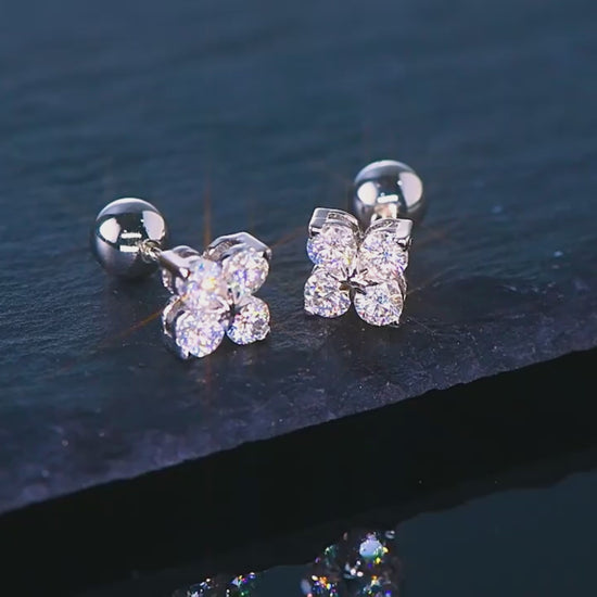 Moissanite Four-Leaf Clover Stud Earrings