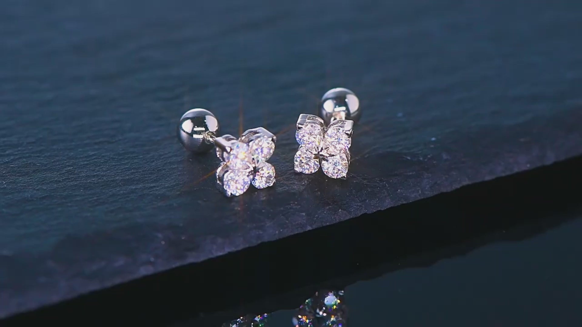 Moissanite Four-Leaf Clover Stud Earrings
