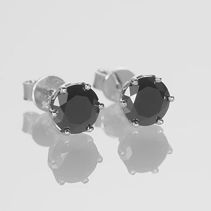 Black Moissanite Round Stud Earrings
