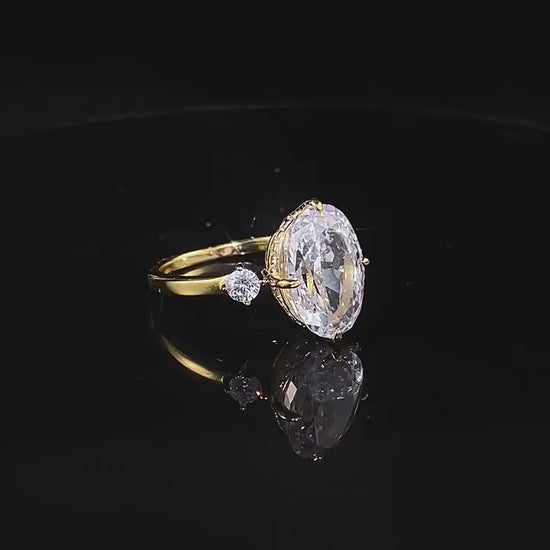 Three-Stone Oval Diamond Engagement Ring 