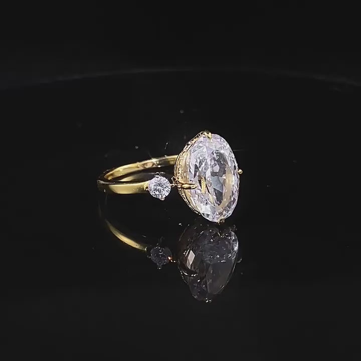 Three-Stone Oval Diamond Engagement Ring 