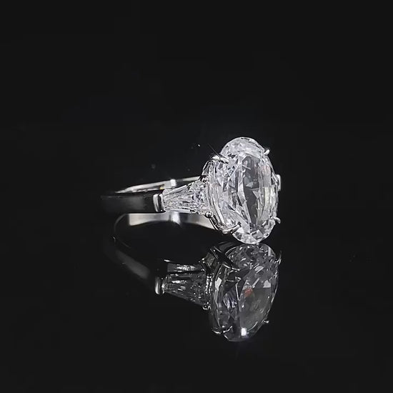 3 CT Oval Diamond Three-Stone Ring