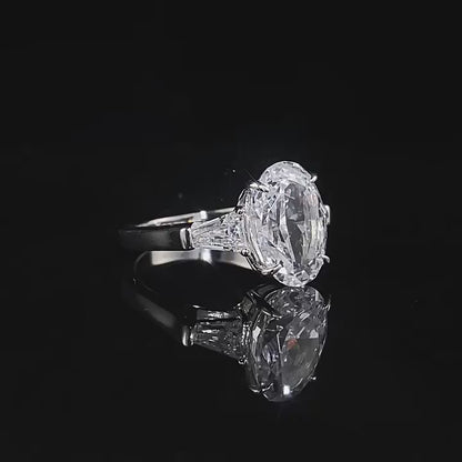 3 CT Oval Diamond Three-Stone Ring