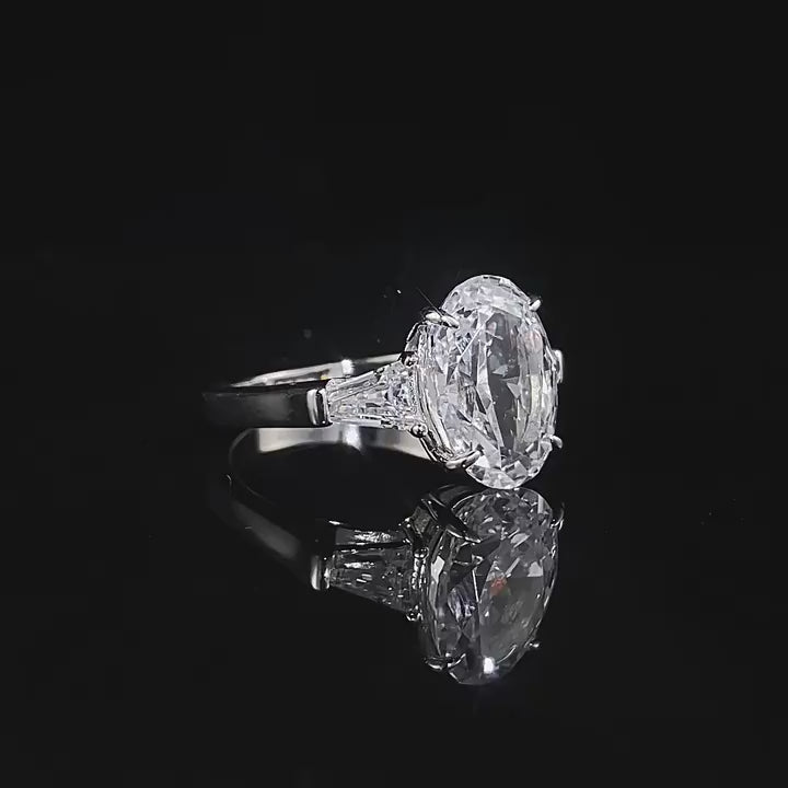 3 CT Oval Diamond Three-Stone Ring