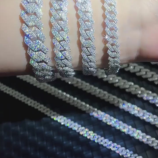 MOISSANITE CUBAN LINK BRACELET WHITE GOLD (ALL SIZES)