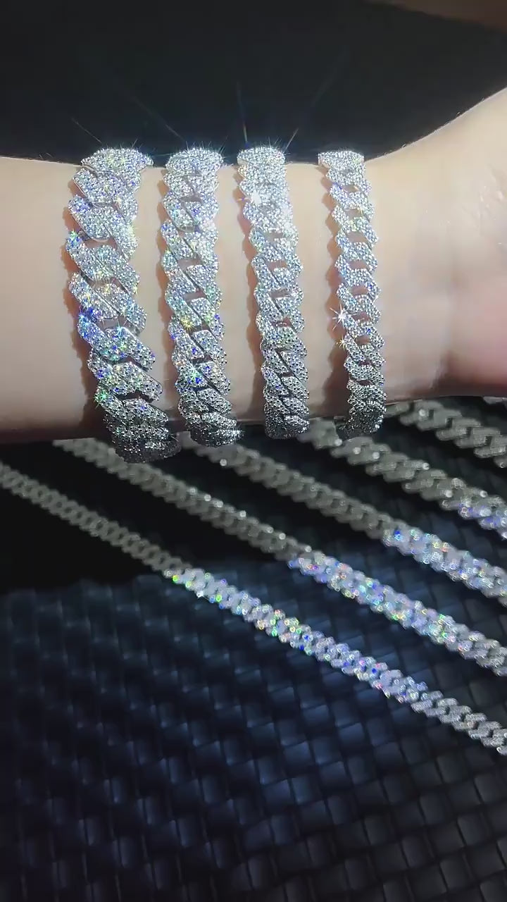 MOISSANITE CUBAN LINK BRACELET WHITE GOLD (ALL SIZES)