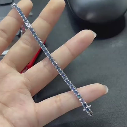 Blue Moissanite Tennis Bracelet