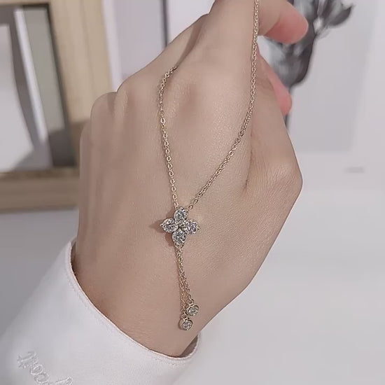 Moissanite Four-Leaf Clover Drop Pendant