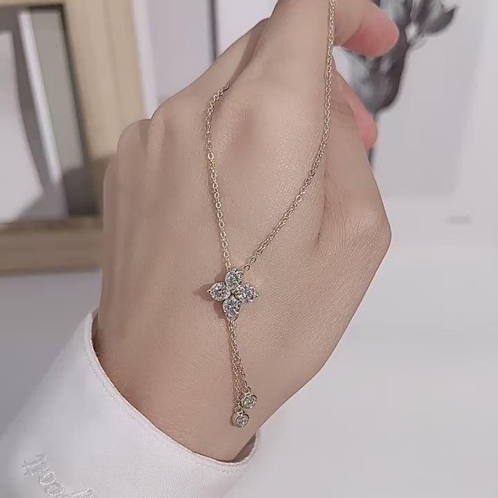 Moissanite Four-Leaf Clover Drop Pendant