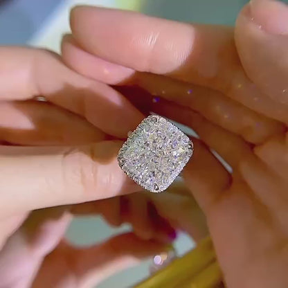 Crushed Ice Cushion Cut Halo Ring
