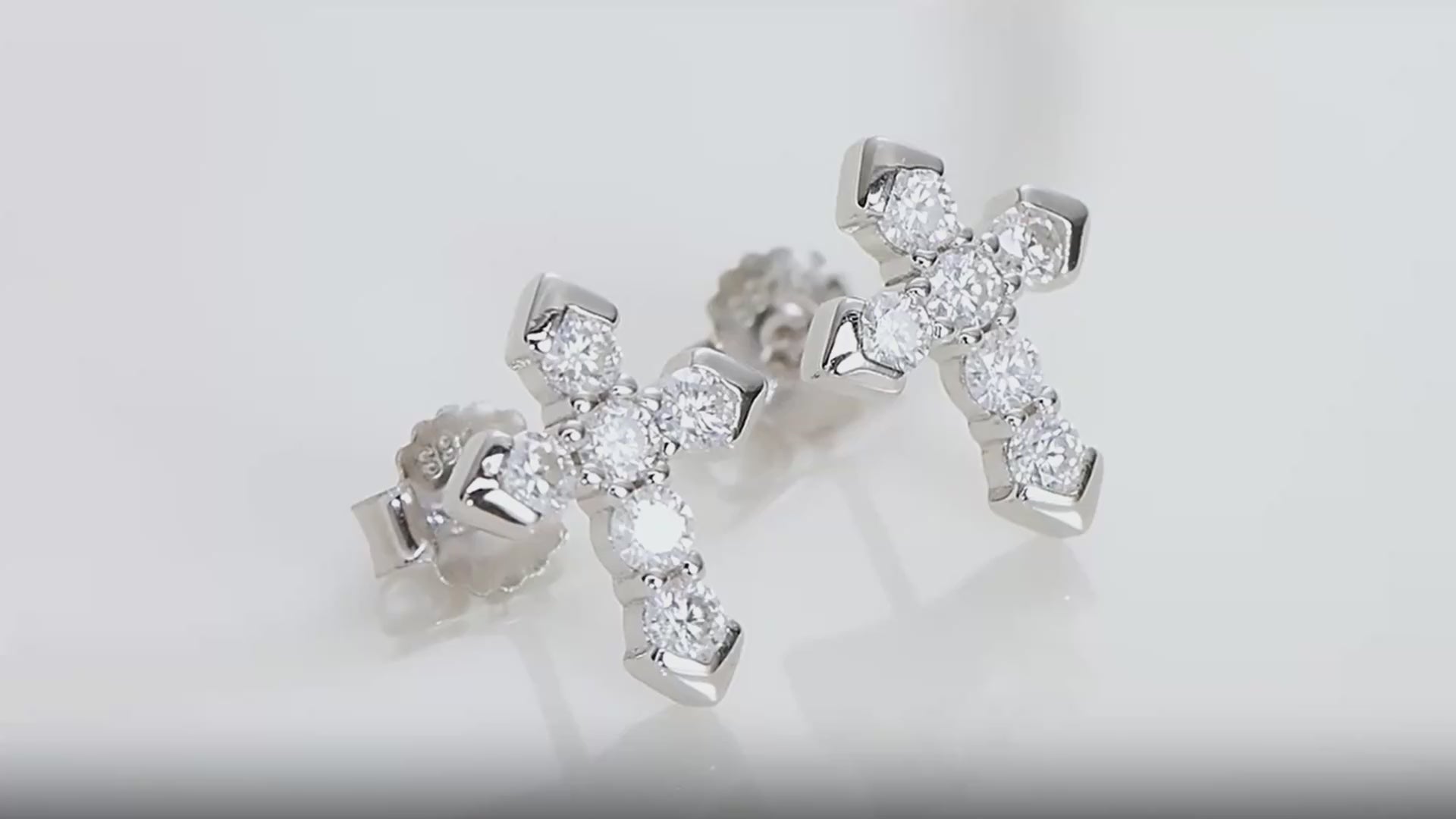 Silver Moissanite Cross Studs