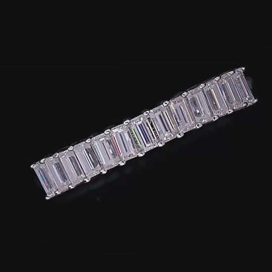 Half Eternity Band with Emerald Cut Moissanite
