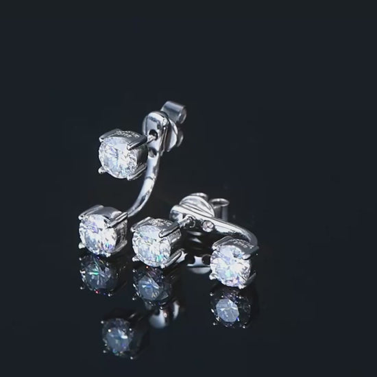 Double Stud Moissanite Jacket Earrings