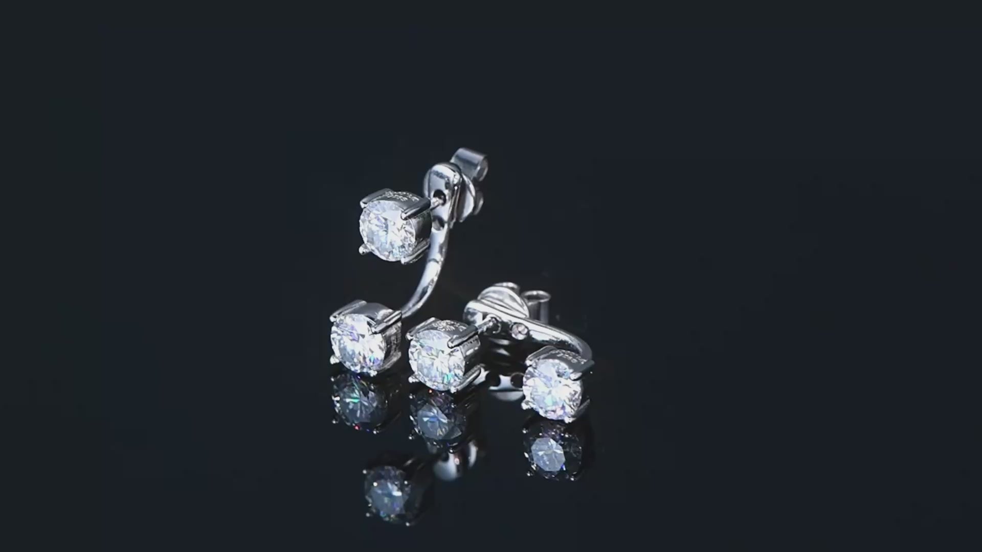 Double Stud Moissanite Jacket Earrings