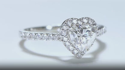 Silver 925 1 Carat Moissanite Heart Promise Ring