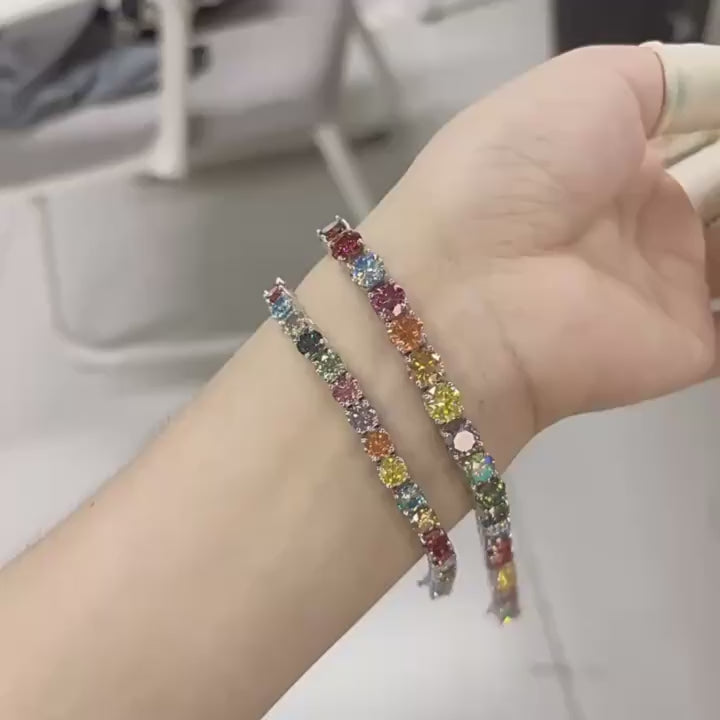 Colorful Moissanite Tennis Bracelet