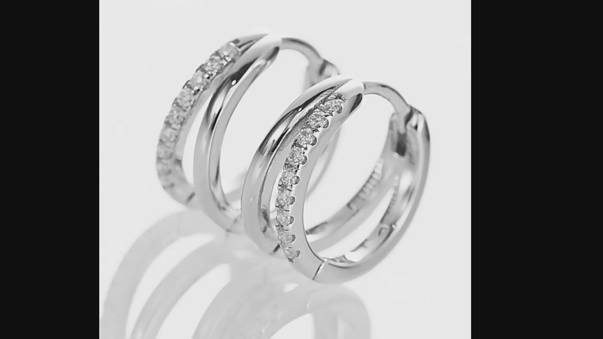 Double Row Moissanite Gold Huggie Hoop Earrings