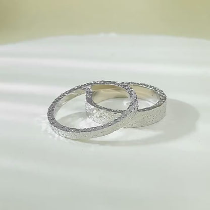 925 Sterling Silver Stackable Ring Textured Fancy