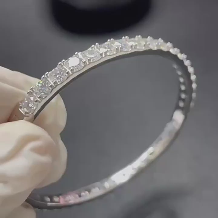 Silver 925 Moissanite Diamond Bangle