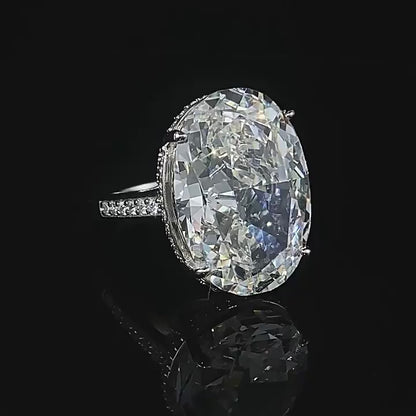 13 Carat Oval Cut Hidden Halo Diamond Ring 