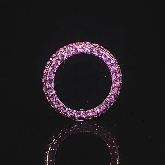 Stackable Pink & White Diamond Ring. Silver 925