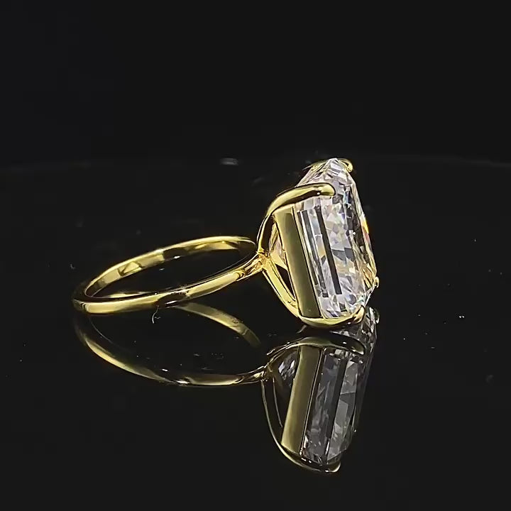 10 Ct Radiant Solitaire Ring. Silver 925. Gola and White Gold Plated Ring