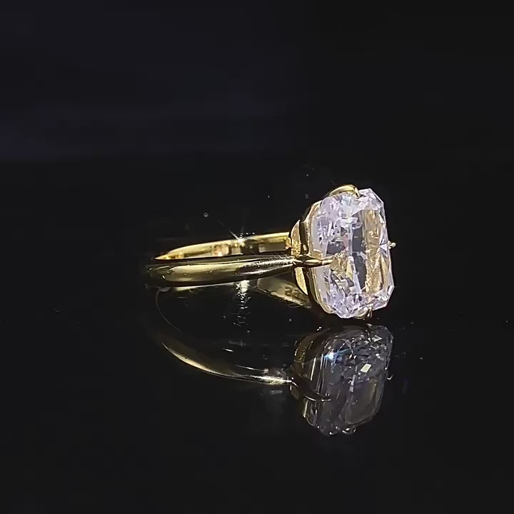 Radiant Cut Sterling Silver Solitaire Engagement Ring 