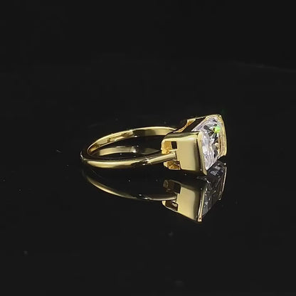Ice Crushed Radiant Cut Bezel Ring