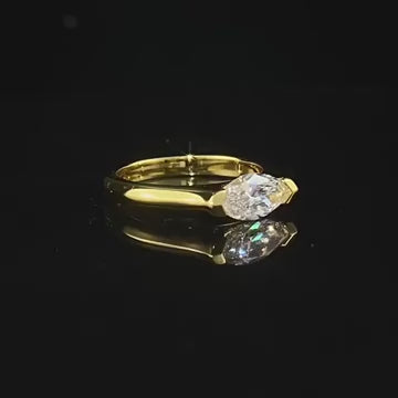 Marquise Diamond V-Prong Solitaire Engagement Ring Sterling Silver 925