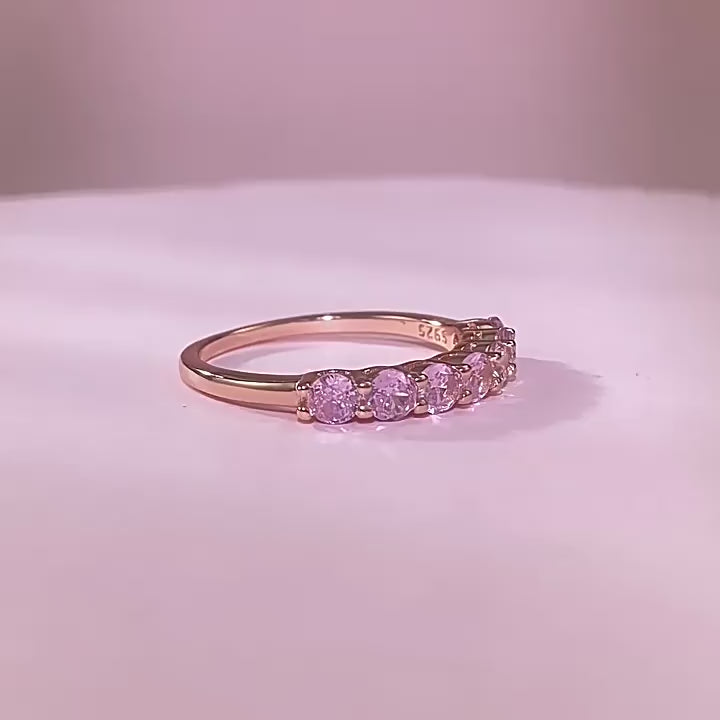 Pink Diamond Wedding Silver 925 Band. Rose Gold plated