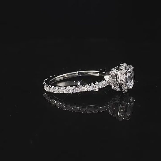 Round Cut Halo Diamond Ring. S 925. White Gold Plated. Pave Ring. Halo Ring. Travel Ring.