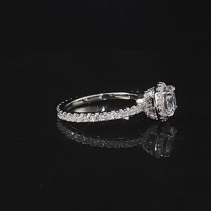 Round Cut Halo Diamond Ring. S 925. White Gold Plated. Pave Ring. Halo Ring. Travel Ring.