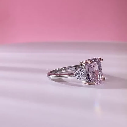 Crushed Ice Three Stone Pink Diamond Ring 