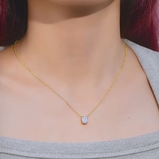 Minimalist Oval Moissanite Necklace