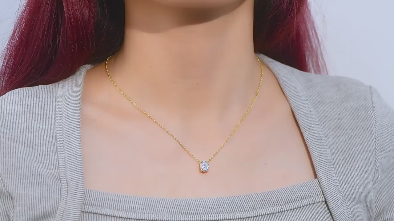 Minimalist Oval Moissanite Necklace