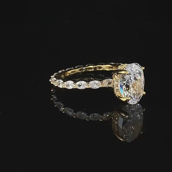 3 CT Crushed Ice Oval Cut Ring