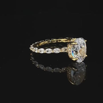 3 CT Crushed Ice Oval Cut Ring
