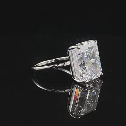 10 CT Crushed Ice Radiant Solitaire Ring