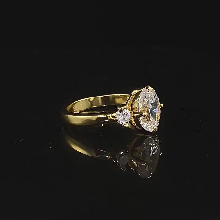 Classic Three-Stone Oval Diamond Engagement Ring