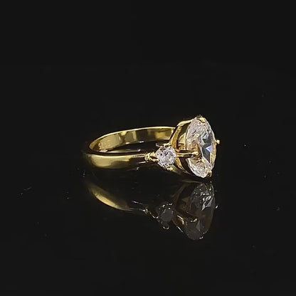 Classic Three-Stone Oval Diamond Engagement Ring